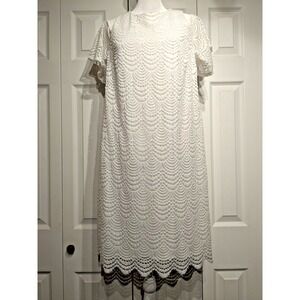 NEW Lilly Pulitzer Somerset Dress Sz: M Nylon Scalloped Lace Lined Cold Shoulder